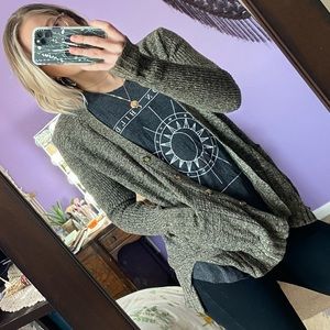 sage green marl cardigan